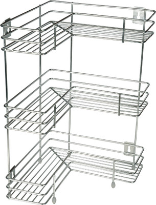 

KCL L Shape Stainless Steel Kitchen Rack(Silver)