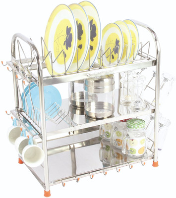 Amol Premium Stainless Steel Dish / Glass / Crockery / Cutlery / Containers / Wall Mount / Utensils / Kitchen Organizer Stand Utensil Kitchen Rack(Steel)