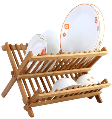 

7Trees Folding 2-Tier Dish Drying Bamboo Kitchen Rack(Beige)