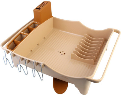 

JIAYIFANG Multifunction Self-Draining Dish Bowl Cutlery Plastic Kitchen Rack(Brown)