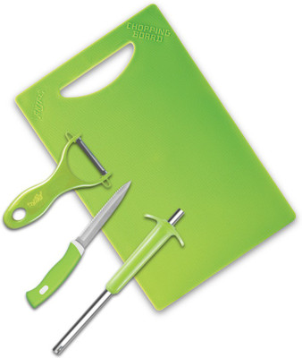 

Anjali 4 Pcs Utility Set (1 Royal Gas Lighter, 1 Knife, 1 Chopping Board & 1 Gilleto Peeler) Green Kitchen Tool Set(Green)