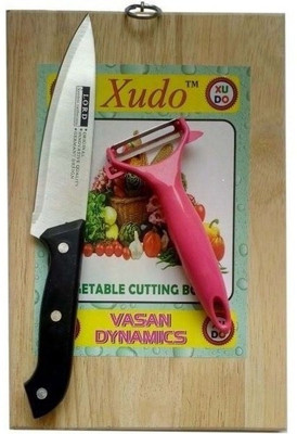 Xudo vegetable cutter Multicolor Kitchen Tool Set(Vegetable Chopping Board with Knife And Peeler) available at flipkart for Rs.319