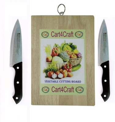 

Cart4Craft C4CCB023 Cutting Board With 2 knife Beige, Green Kitchen Tool Set(Beige, Green)