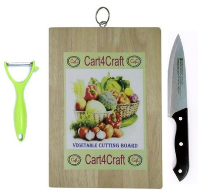 

Cart4Craft C4CCB022 Vegetable Chopping Board With 1 Knife and 1 Peeler Multicolor Kitchen Tool Set(Multicolor)