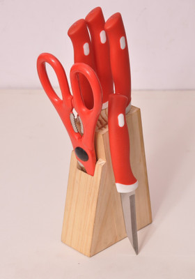 

Jen Wooden Stand, Steel Knifes Set, Red Kitchen Tool Set(Red)