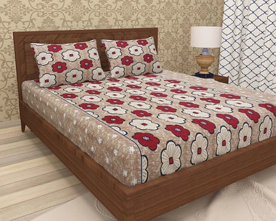 HSR Collection 160 TC Cotton Double Printed Flat Bedsheet(Pack of 1, Multicolor)