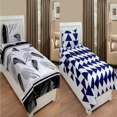 HSR Collection 160 TC Cotton Single Floral Flat Bedsheet(Pack of 2, Multicolor)