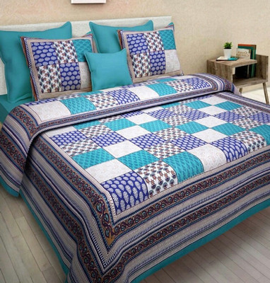 Vp unique textiles 144 TC Cotton Double Printed Flat Bedsheet(Pack of 1, Multicolor)