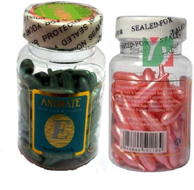 Animate Vitamin-E Facial Capsule- 120 Capsules (120 ml) (green+pink)(120 ml)