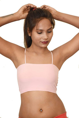 Vinbila Women Bandeau/Tube Lightly Padded Bra(Pink)