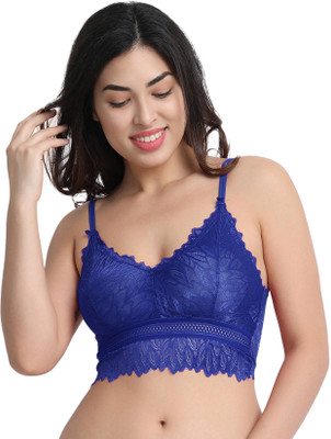 Qurobri Women Bralette Lightly Padded Bra(Blue)