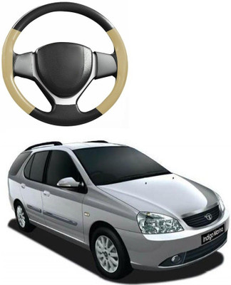 CARMAX Hand Stiched Steering Cover For Tata Indigo Marina(Beige, Black, Leatherite)