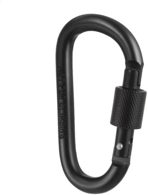 RIANZ Aluminum Black Carabiner D-Ring/Clip/Hook/Keychain/Screw Locking (Pack of 2 Pcs) Locking Key Chain(Multicolor)