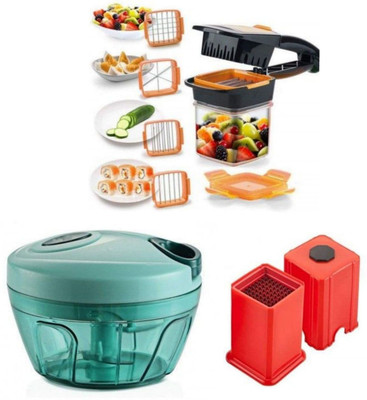 Qexle COMBO PACK OF 5 IN 1 DICER , CHOPPER AND POTETO CHIPPERS Vegetable & Fruit Grater & Slicer(3)