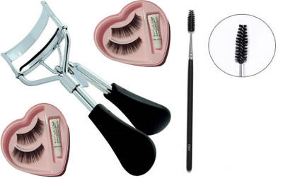 Elecsera Combo of Eyelash Curler and False Eyelashes (Pack of 2) With Mascara Brush(4 Items in the set)