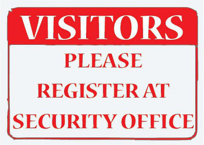 VVWV PLEASE REGISTER AT SECURITY OFFICE SIGN STICKER Emergency Sign