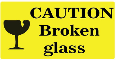 VVWV CAUTION BROKEN GLASS SIGN STIKER Emergency Sign