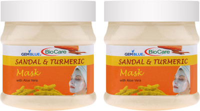 GEMBLUE BIOCARE SAndal & Tumeric Mask Enriched with Aleovera,500ml Each PACK OF 2(500 ml)