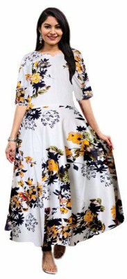 Kuber Fashion Women Fit and Flare White, Black Dress