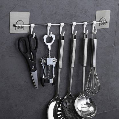 Radha Multi-Functional Six Groups Without Drilling Hook Hook Rail 6(Pack of 1)
