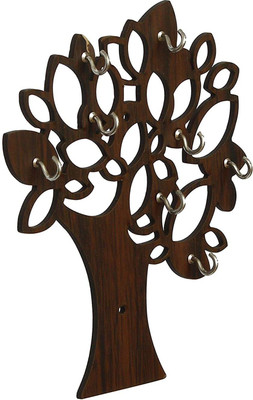 jaishreeshyamcollectionTM Tree shape wood cuting home decorative item and wall decor key holder Wood Key Holder(7 Hooks)