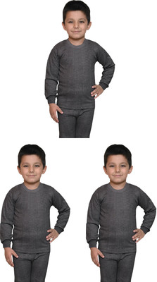 LUX INFERNO Top For Boys & Girls(Grey, Pack of 3)