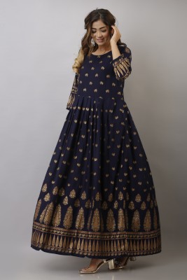 Surhi Women Printed Anarkali Kurta(Blue)