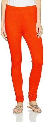 E Solutions Churidar  Ethnic Wear Legging(Orange, Solid)