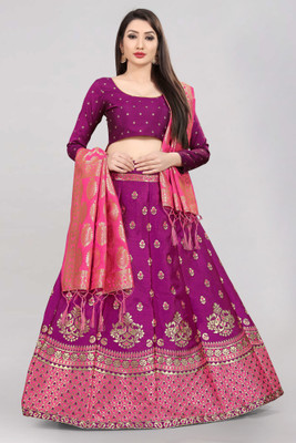 DISHWA Self Design Semi Stitched Lehenga Choli(Purple)