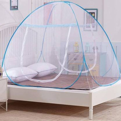 ND BROTHERS Nylon Adults Washable Nylon Regular Double Bed Foldable Mosquito Net Mosquito Net(White, Bed Box)