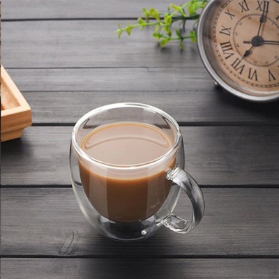 Satyam Kraft Pack of 1 Glass Double Wall Transparent Glass Mug, Coffee Cups, Glass Coffee Mugs, 220 ml, 1 Pcs(Clear, Cup)