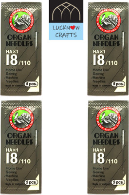 Lucknow Crafts Premium 4 Pack Organ Stainless Steel Needles | Size 18 | HAx1-18/110 Machine Sewing Needle(Universal Needle HAx1-18/110 Pack of 20)