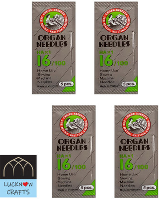 Lucknow Crafts Premium 4 Pack Organ Stainless Steel Needles | Size 16 | HAx1-16/100 Machine Sewing Needle(Universal Needle HAx1 16 Pack of 20)
