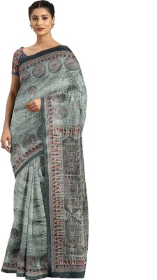 Shaily Retails Printed Bollywood Silk Blend Saree(Grey)