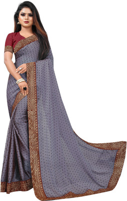 G JELLY FASHION TREE Solid/Plain Bollywood Jacquard, Art Silk Saree(Grey)
