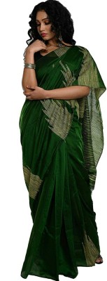 Gayatri boutique Woven Handloom Chiffon Saree(Green)