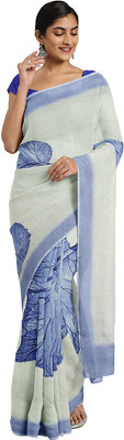 Shaily Retails Printed Bollywood Satin Saree(White)