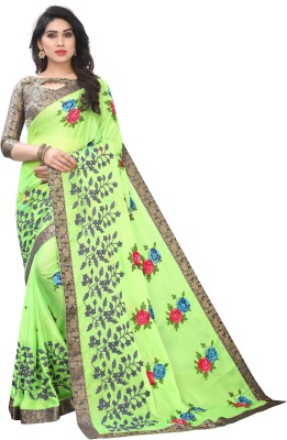 Shreeji Designer Embroidered Bollywood Chiffon Saree(Green)