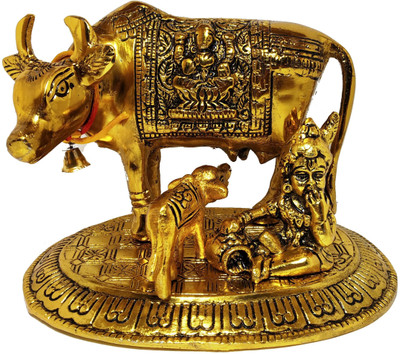 KridayKraft Prince Gold Oxidize Metal Good Luck Holy Cow With Calf Statue,metal Cow With Calf for vastu, Spiritual Showpiece Figurine Sculpture Vastu Decorative Handmade Home Office Showpiece Gifts Decorative Showpiece  -  13 cm(Aluminium, Gold) KridayKraft Prince Gold Oxidize Metal Good Luck Holy Cow With Calf Statue,metal Cow With Calf for vastu, Spiritual Showpiece Figurine Sculpture Vastu Decorative Handmade Home Office Showpiece Gifts Decorative Showpiece  -  13 cm(Aluminium, Gold)
