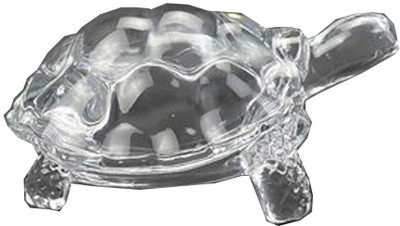 NAVYAKSH Crystal Tortoise with Pond Feng Shui Vastu Crafts Crystal Turtle with Plate, Bes Decorative Showpiece  -  6 cm(Glass, White)