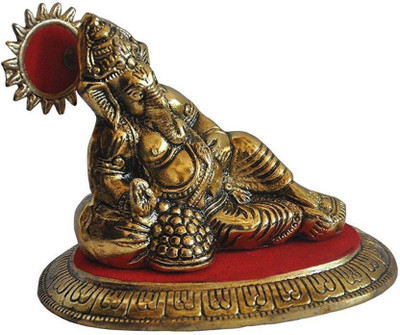 KridayKraft White Metal Gold Plated Masand Ganesh Showpiece Idol For Home Décor and Gift Purpose Decorative Showpiece  -  15 cm(Aluminium, Gold)