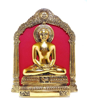 KridayKraft Prince Home Décor and gifts Mahavver Swami Gold Plated Wall Hanging And Stand Decorative Showpiece  -  22 cm(Plastic, Gold)