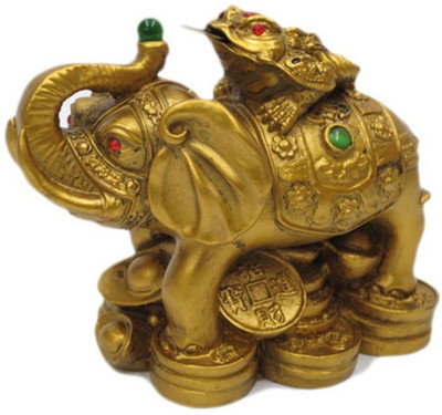 NITIN COLLECTION FROG ON ELEPHANT Decorative Showpiece  -  8 cm(Polyresin, Multicolor)