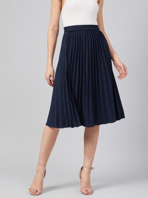 RARE Solid Women A-line Dark Blue Skirt