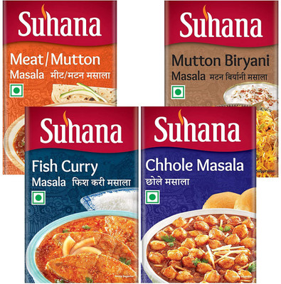 SUHANA Combo Pack - Chhole Masala, Fish Curry Masala, Chicken Masala, Mutton Biryani Masala(4 x 50 g)