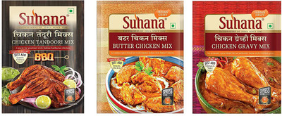 SUHANA Non Veg Combo 6 - Butter Chicken 2 + Chicken Gravy Mix 2 + Chicken Tandoori Mix 2(3 x 120 g)