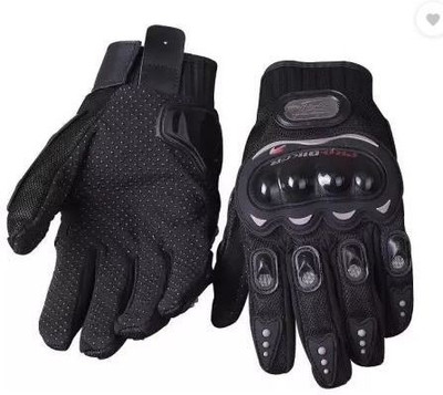 BUYMOOR Pro biker wear Full Finger Anti-Slip Safe Bike Racing Riding Gloves (XL)(BLUE) Riding Gloves(Black)