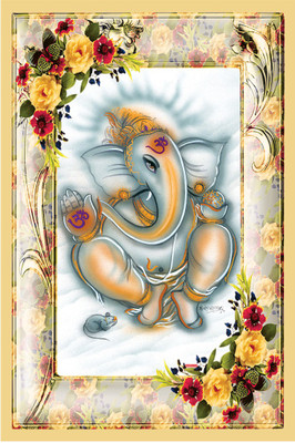 god & god's 46 cm Vaikuntam Ganesha Ji Sparkle Lamination Sticker Self Adhesive Sticker(Pack of 1)