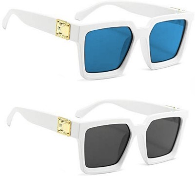 EYELLUSION Retro Square Sunglasses(For Boys, Black, Blue)