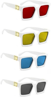 EYELLUSION Retro Square Sunglasses(For Boys, Black, Red, Yellow, Blue)